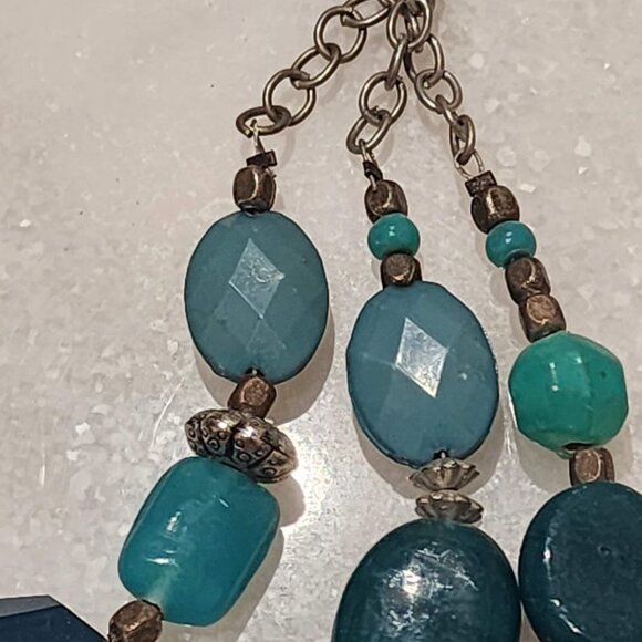 Turquoise Elegance Multi-Layered Beaded Necklace - Picture 5 of 7